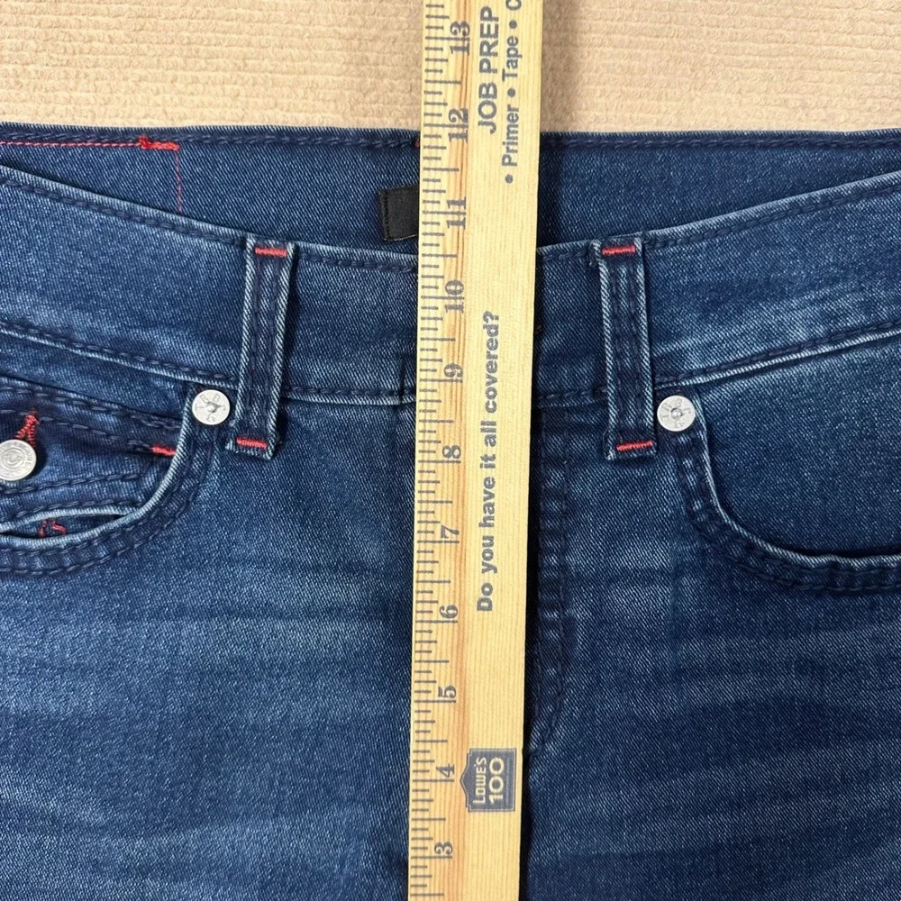 True Religion Big T Flap Jeans Men 30x30 Geno Relaxed Slim Dark Wash Red Stitch